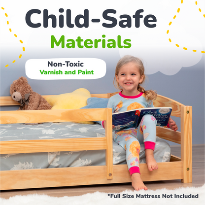 Full-Size Montessori Floor Bed with Strong Slatted Frame