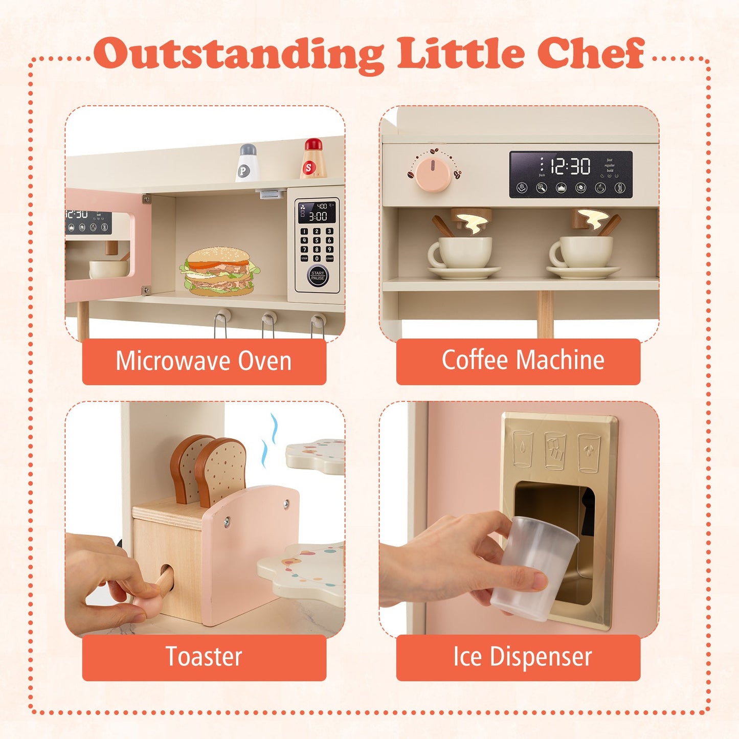 Children Pretend Toy Kitchen Playset with Light and Sound
