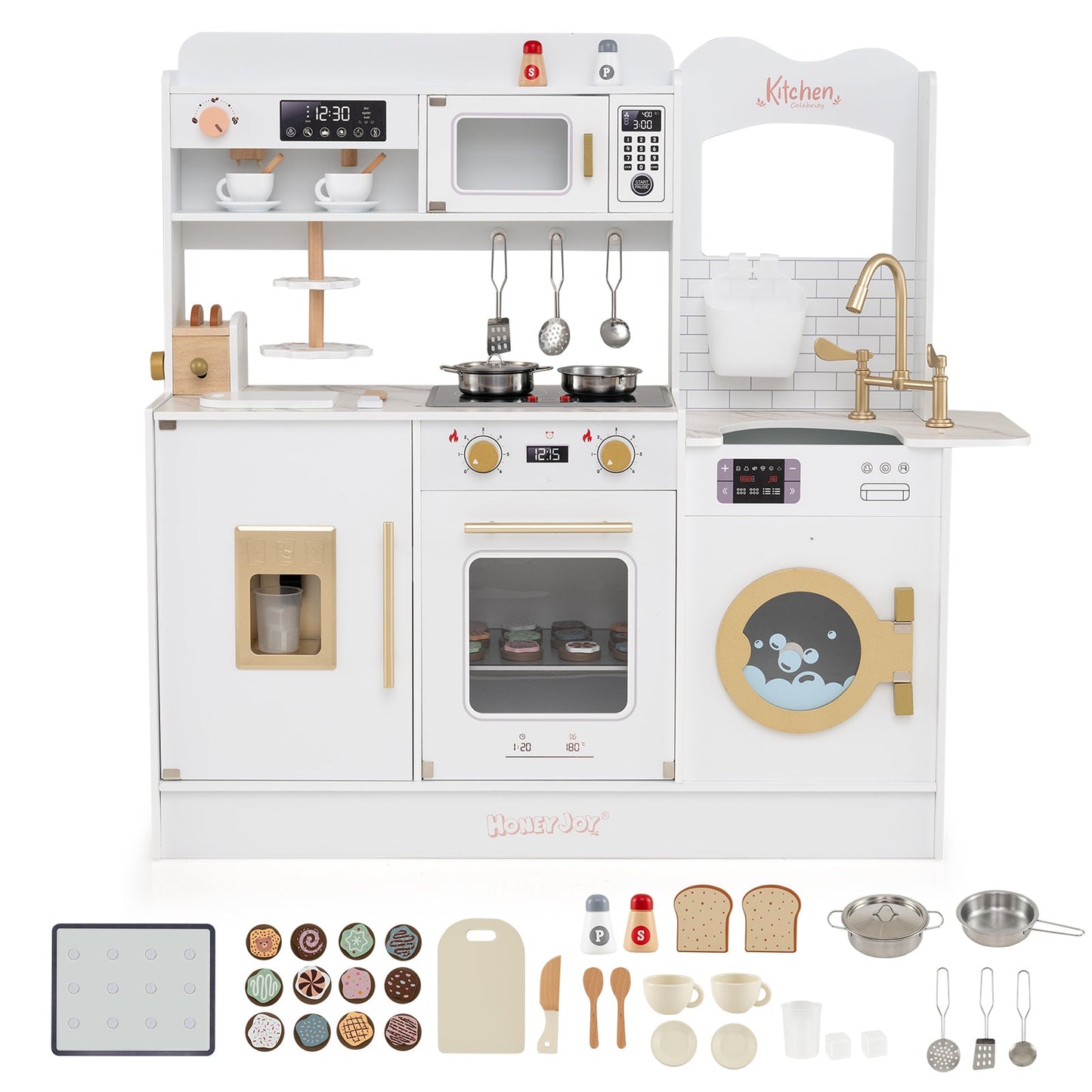 Children Pretend Toy Kitchen Playset with Light and Sound