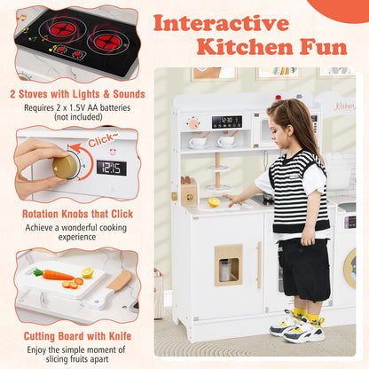 Children Pretend Toy Kitchen Playset with Light and Sound