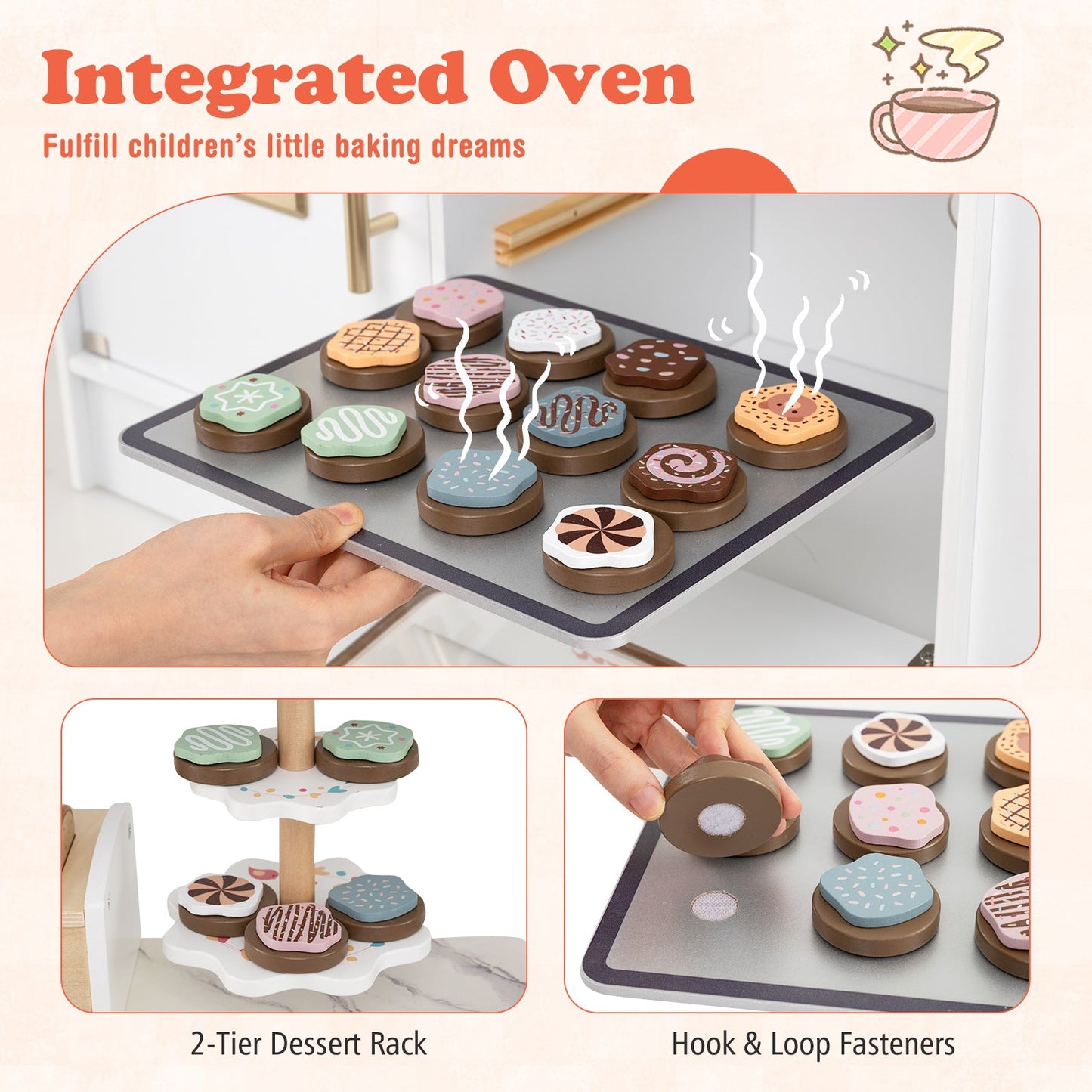 Children Pretend Toy Kitchen Playset with Light and Sound