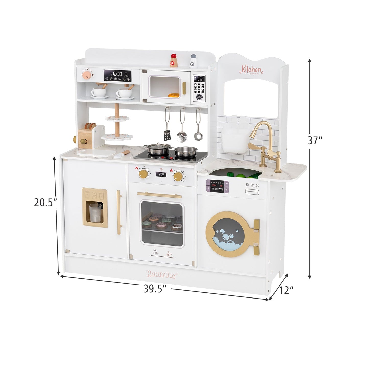 Children Pretend Toy Kitchen Playset with Light and Sound