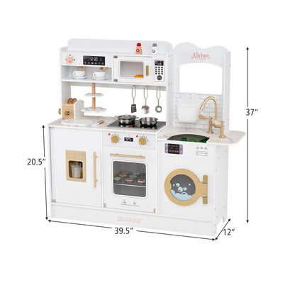 Children Pretend Toy Kitchen Playset with Light and Sound