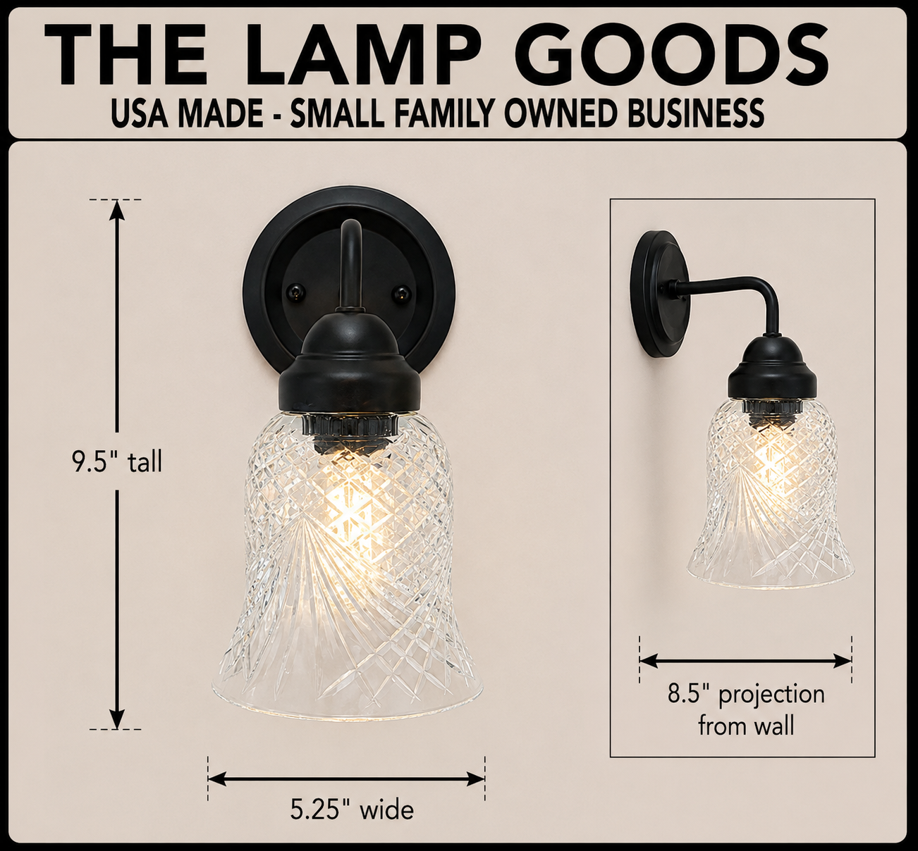 Clear Crosscut Crystal Style Wall Sconce