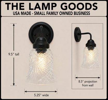 Clear Crosscut Crystal Style Wall Sconce