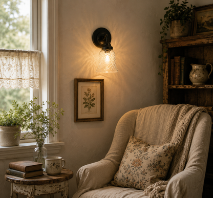 Clear Crosscut Crystal Style Wall Sconce