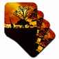 3dRose Island Swag Designs Africa - African Giraffe on African Plains at Sunset, Animal Safari Africa - Coasters (cst_173293)