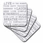 3dRose PS Inspirations - Inspirational Words Black and White Text - Coasters (cst_179040)