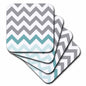 3dRose InspirationzStore Chevron Patterns - Grey chevron with mint turquoise zig zag accent gray zigzag pattern - Coasters (cst_179811)