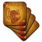 3dRose Boehm Graphics Holiday Thanksgiving - Thanksgiving Turkey and Fall Leaves - Coasters (cst_200319)