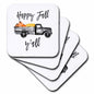 3dRose Happy Fall Yall Old Truck, Pumpkins, and hay Clipart. White... - Coasters (CST_324880)