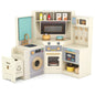Corner Kitchen Toys with Lights and Sounds with Pull-out Trash Can and Stoves