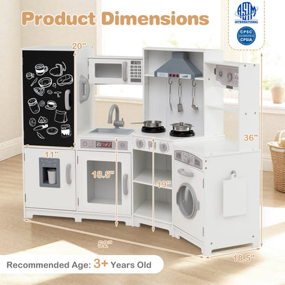 Corner Wooden Play Kitchen with Lights and Sounds Large Pretend Play Kitchen Set