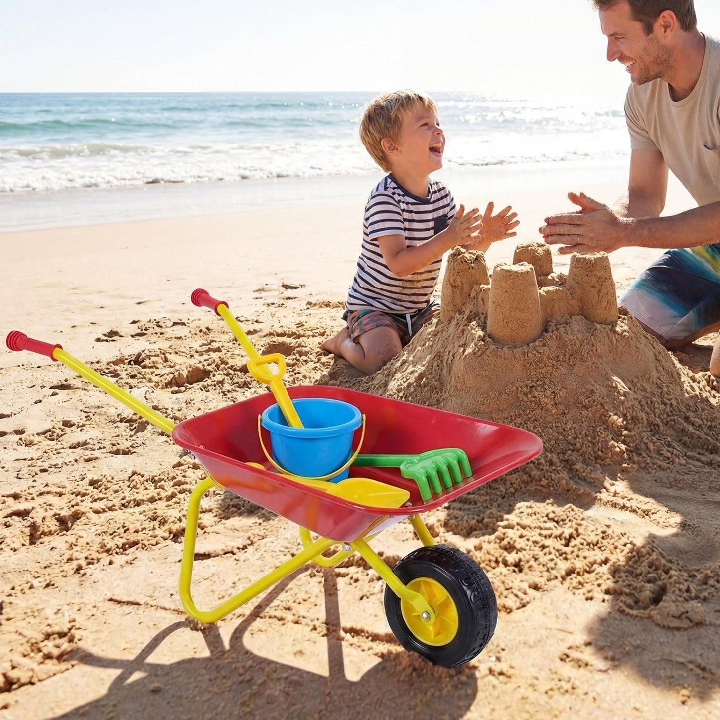Costzon Kids Wheelbarrow with All-Terrain Wheels-Red