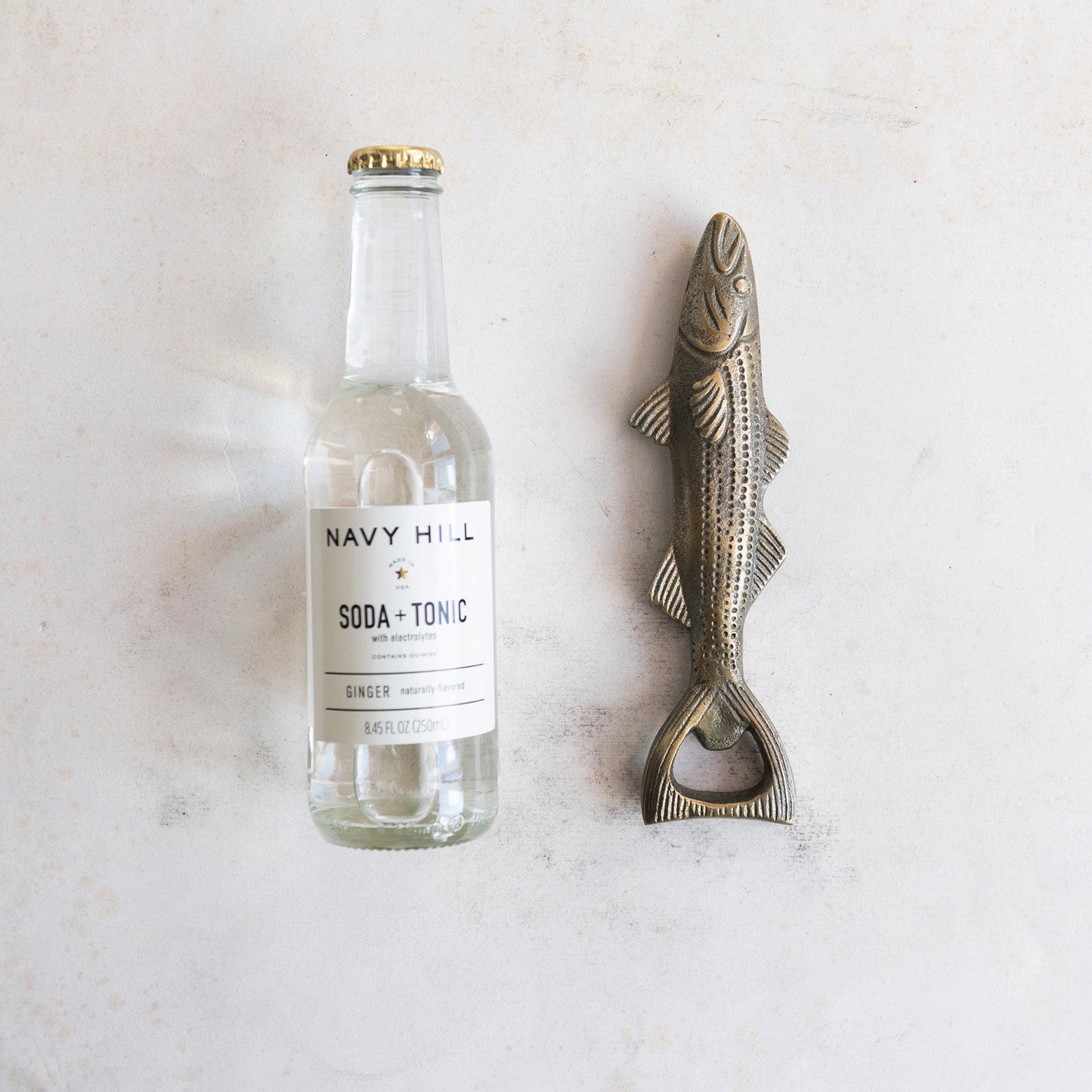 Antique Gold Aluminum Fish Bottle Opener