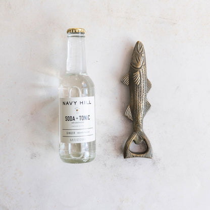 Antique Gold Aluminum Fish Bottle Opener