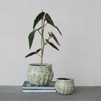 Crackle Glaze Green Terrazzo Terracotta Planter