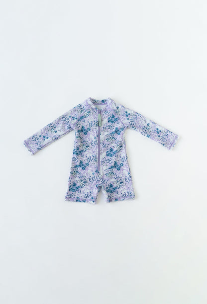 Mini Taylor | Baby Long Sleeve Sunsuit - Lavender Fields