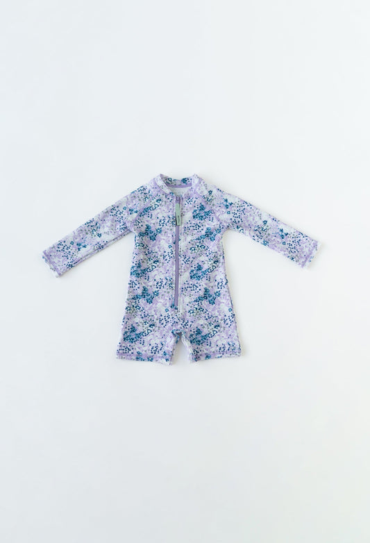Mini Taylor | Baby Long Sleeve Sunsuit - Lavender Fields