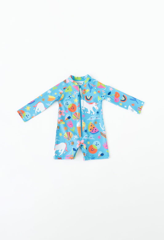 Mini Taylor | Baby Long Sleeve Sunsuit | Rainbows & Unicorns
