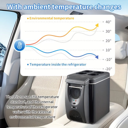 6L Portable Car Refrigerator Cooler & Warmer Mini Fridge Home Car Cup Holder