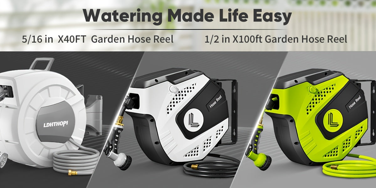 Retractable Garden Hose Reel 40/100/110/130FT Auto Rewind Wall Mounted Hose