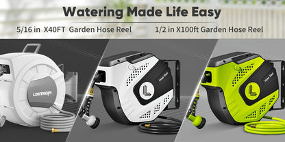 Retractable Garden Hose Reel 40/100/110/130FT Auto Rewind Wall Mounted Hose