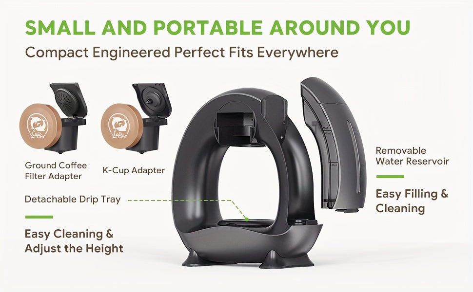 2 in 1 Single Serve Coffee Maker K Cup & Ground Coffee Brewer 4-8 Cup Size