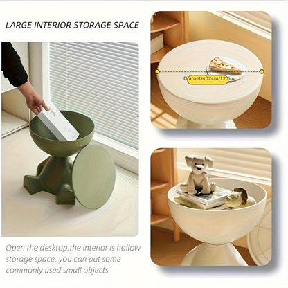 Bear Side Table with Storage – Modern Animal Shaped Nightstand End Table for Bedroom Living Room Patio