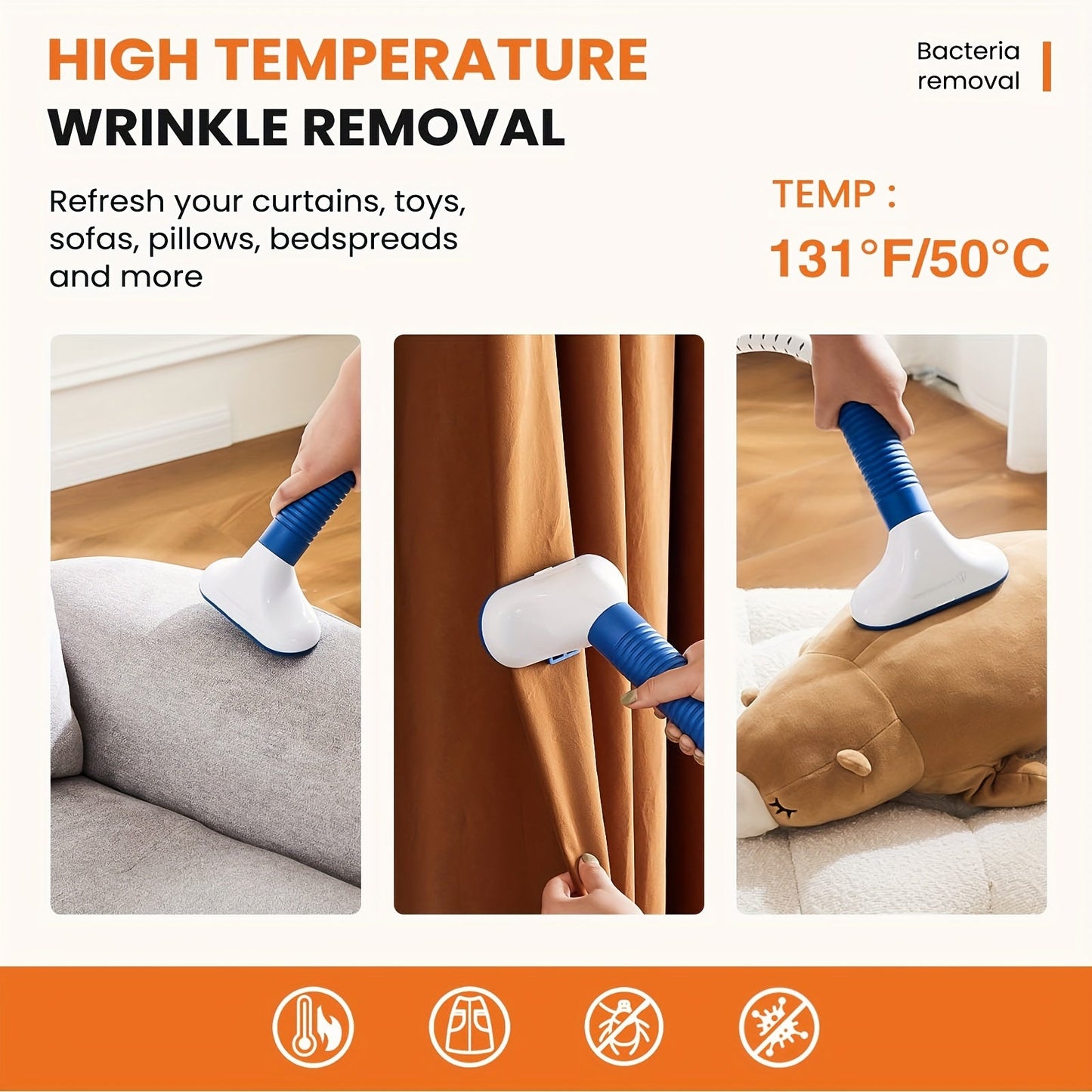 1500W Garment Steamer Standing Clothes Steamer 1.8L Tank 60Min Continuous Steam
