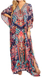 Sakkas Georgettina 2025 Flowy Rhinestone V Neck Long Caftan Dress / Cover Up