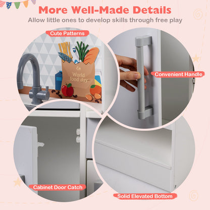 Dual-Sided Kids Play Kitchen with Water Dispenser and Range Hood for 3+ Years Old