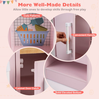 Dual-Sided Kids Play Kitchen with Water Dispenser and Range Hood for 3+ Years Old