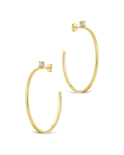 Sterling Silver Kamryn Luxe Stone Accent Hoops