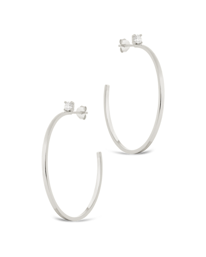 Sterling Silver Kamryn Luxe Stone Accent Hoops