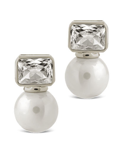 Hilda Pearl & Emerald Cut CZ Studs