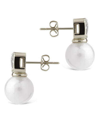 Hilda Pearl & Emerald Cut CZ Studs
