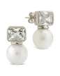 Hilda Pearl & Emerald Cut CZ Studs
