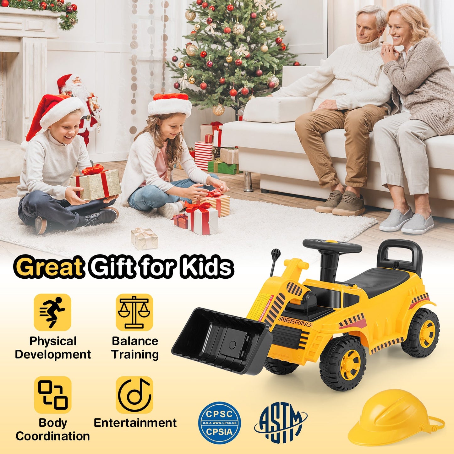 Excavator Digger Toy with Adjustable Bucket-Yellow