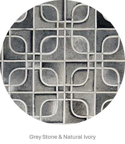 EYES – Geometric Cowhide Rug with Curved Motif