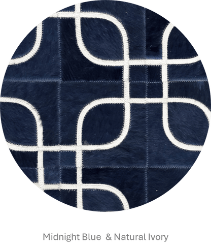 EYES – Geometric Cowhide Rug with Curved Motif