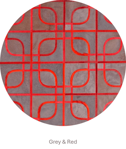 EYES – Geometric Cowhide Rug with Curved Motif