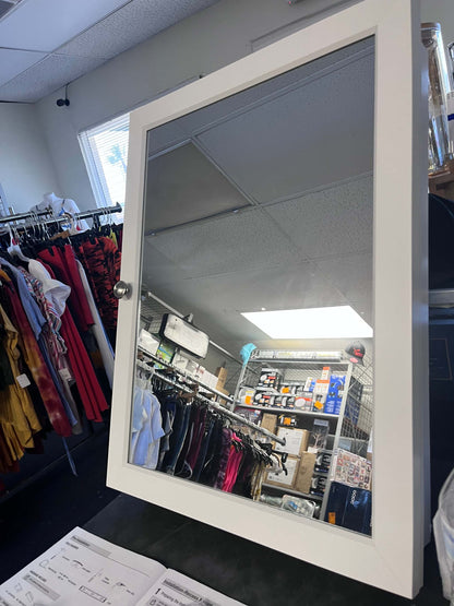 Open Box Glacier Bay 20 in. W x 26 in. HRectangular Framed Recessed or Surface-Mount Bathroom Medicine Cabinet with Mirror, White
