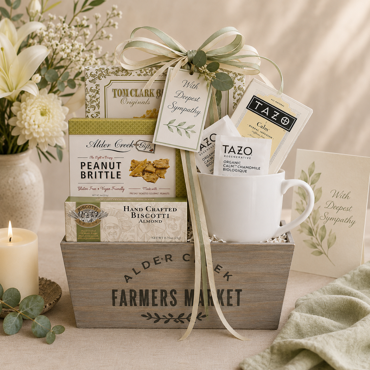 With Sympathy Tea Gift Basket