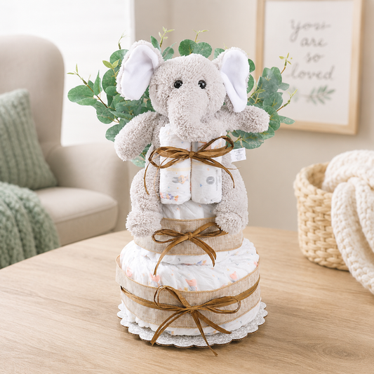 Wild About Baby Two-Tier Diaper Cake Gift Basket