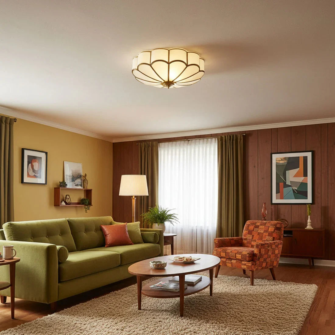 Floral Glass Flush Mount Ceiling Light