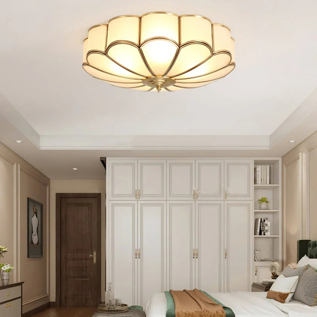 Floral Glass Flush Mount Ceiling Light