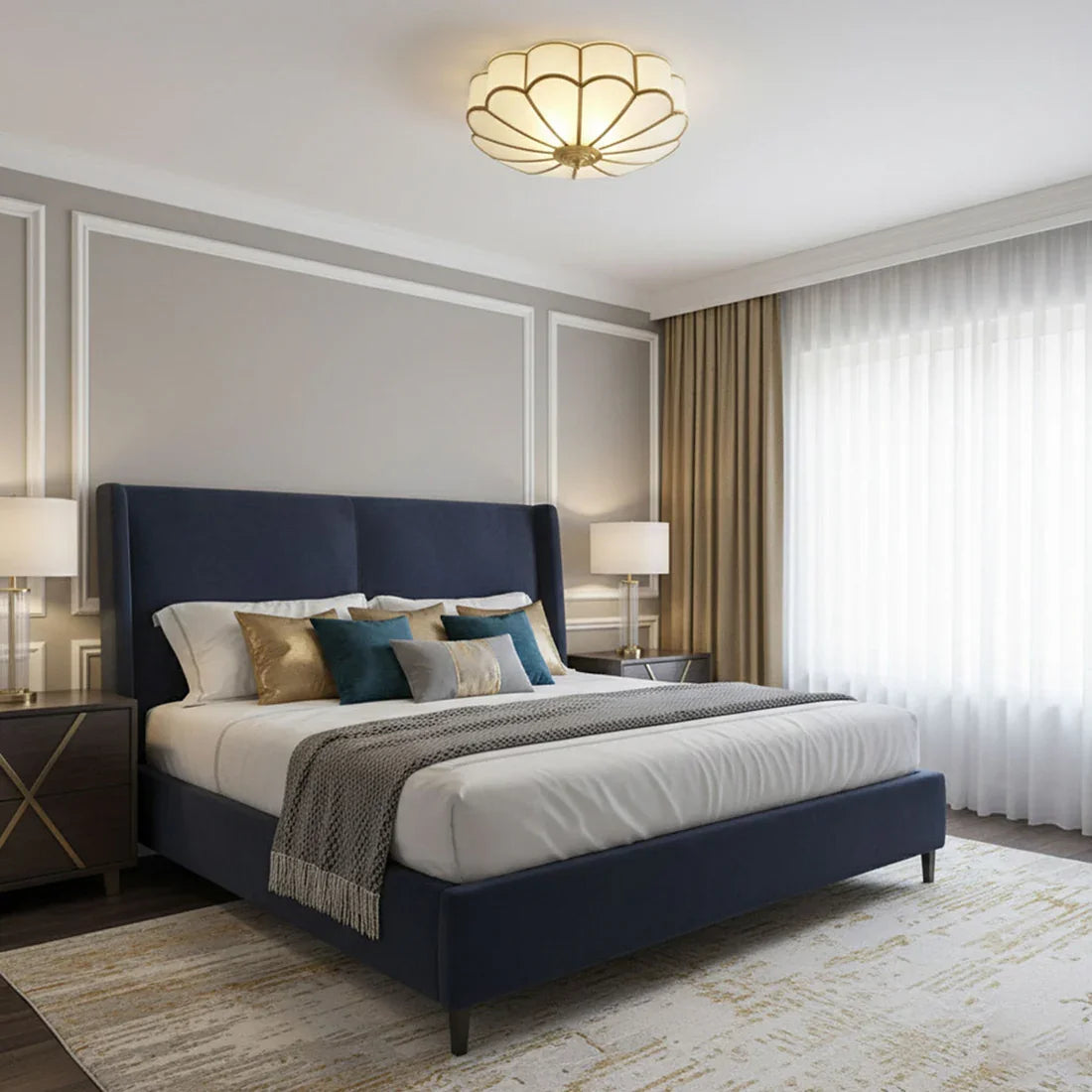 Floral Glass Flush Mount Ceiling Light