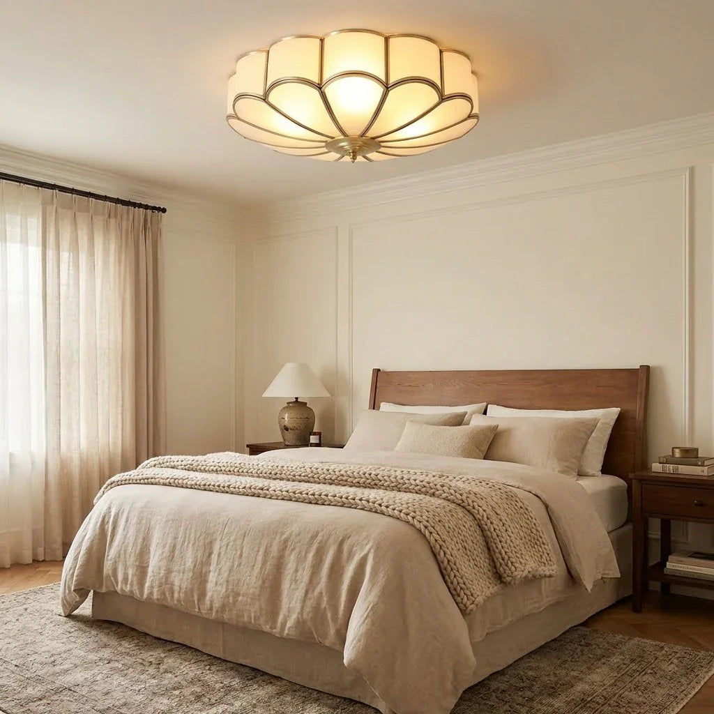 Floral Glass Flush Mount Ceiling Light