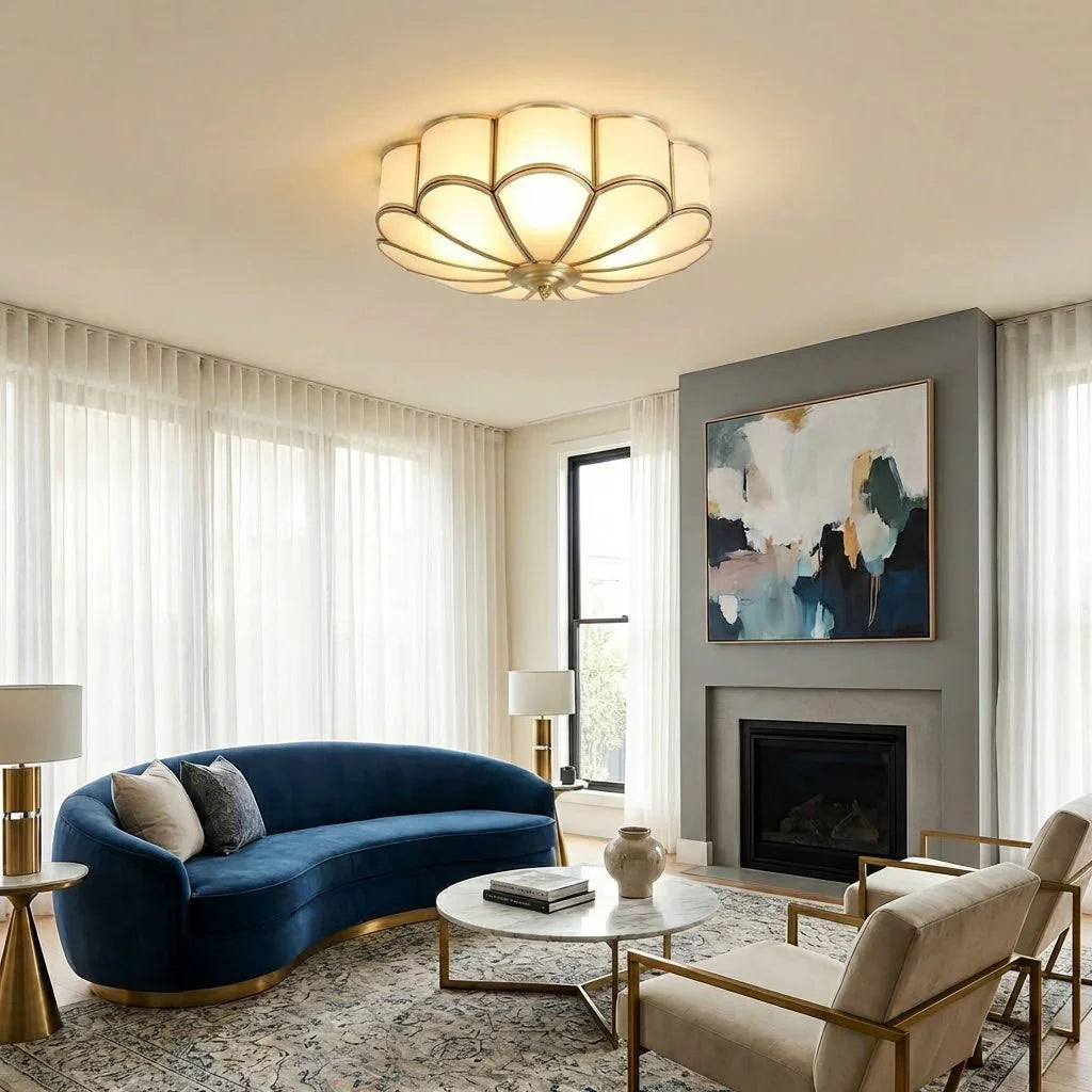 Floral Glass Flush Mount Ceiling Light